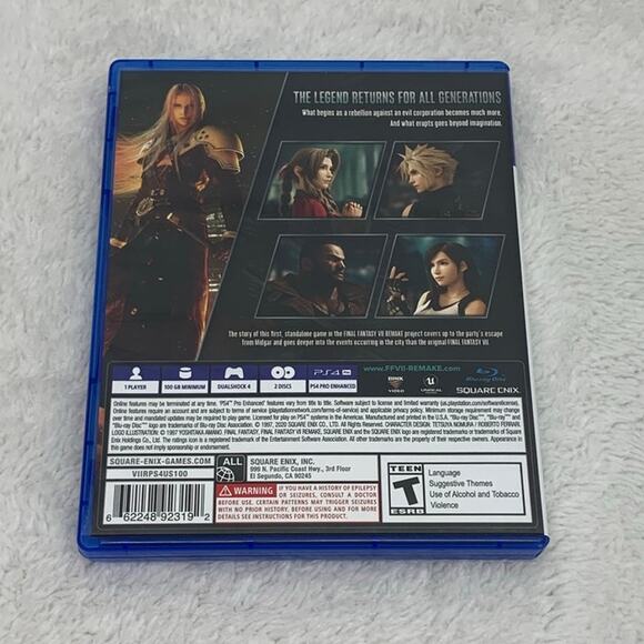 Final Fantasy VII Remake PS4 2020 Sony PlayStation 4 Complete Tested/Works CIB - Picture 2 of 6